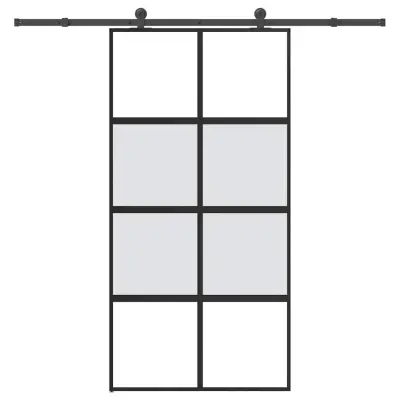 vidaXL Drsna vrata z opremo 102,5x205 cm kaljeno steklo in aluminij