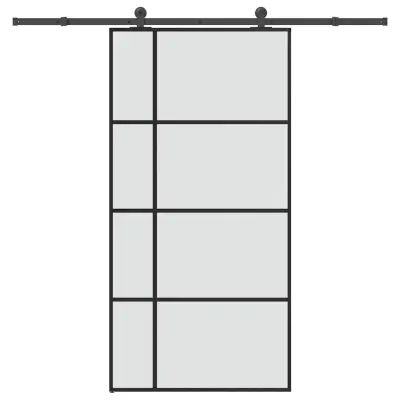 vidaXL Drsna vrata z opremo 102,5x205 cm ESG steklo in aluminij