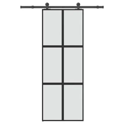 vidaXL Drsna vrata z opremo 76x205 cm kaljeno steklo in aluminij