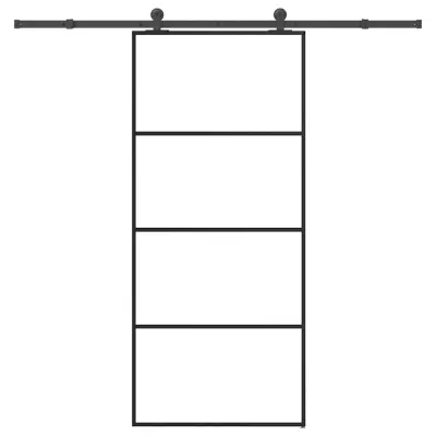 vidaXL Drsna vrata z opremo 90x205 cm ESG steklo in aluminij