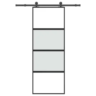 vidaXL Drsna vrata z opremo 76x205 cm kaljeno steklo in aluminij