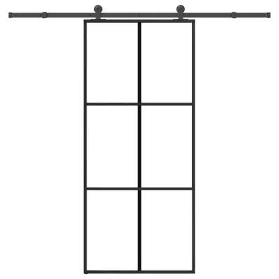 vidaXL Drsna vrata z opremo 90x205 cm ESG steklo in aluminij