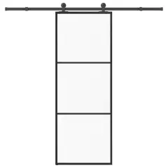 vidaXL Drsna vrata z opremo 76x205 cm ESG steklo in aluminij