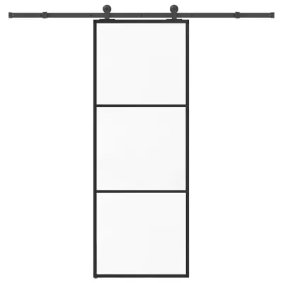 vidaXL Drsna vrata z opremo 76x205 cm ESG steklo in aluminij