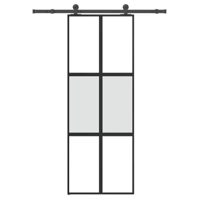 vidaXL Drsna vrata z opremo 76x205 cm kaljeno steklo in aluminij