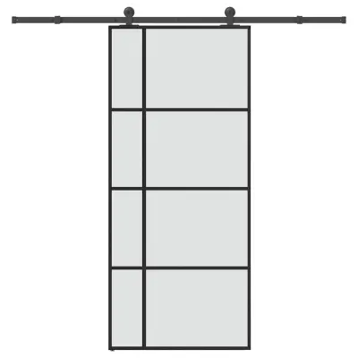 vidaXL Drsna vrata z opremo 90x205 cm ESG steklo in aluminij