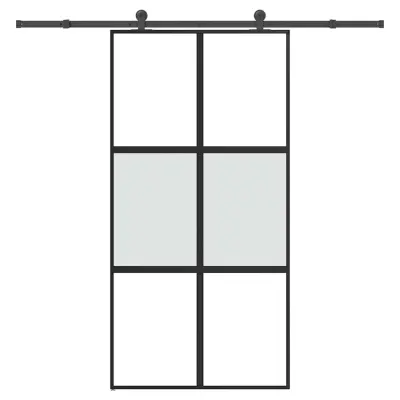 vidaXL Drsna vrata z opremo 102,5x205 cm kaljeno steklo in aluminij