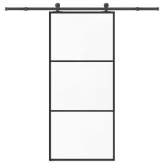 vidaXL Drsna vrata z opremo 90x205 cm ESG steklo in aluminij