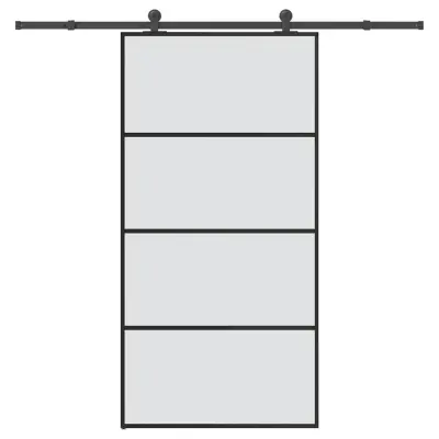 vidaXL Drsna vrata z opremo 102,5x205 cm ESG steklo in aluminij