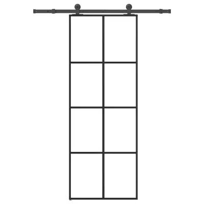 vidaXL Drsna vrata z opremo 76x205 cm ESG steklo in aluminij