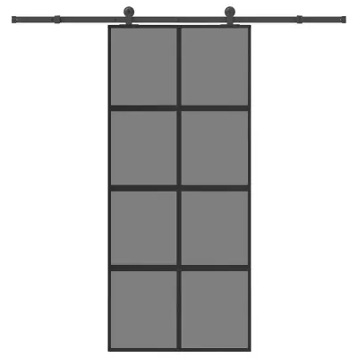 vidaXL Drsna vrata z opremo 90x205 cm kaljeno steklo in aluminij