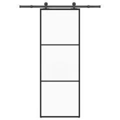 vidaXL Drsna vrata z opremo 76x205 cm ESG steklo in aluminij