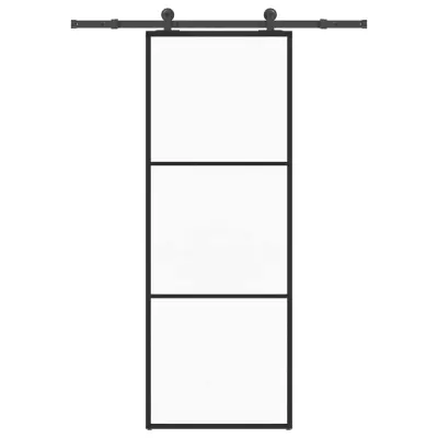 vidaXL Drsna vrata z opremo 76x205 cm ESG steklo in aluminij