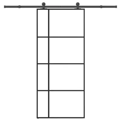 vidaXL Drsna vrata z opremo 90x205 cm ESG steklo in aluminij