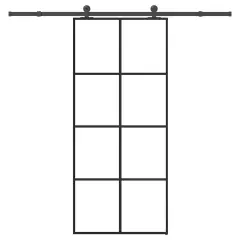 vidaXL Drsna vrata z opremo 90x205 cm ESG steklo in aluminij