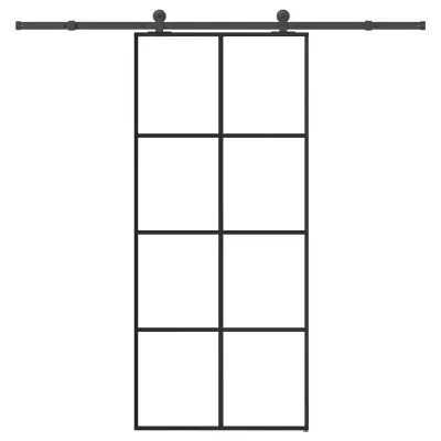 vidaXL Drsna vrata z opremo 90x205 cm ESG steklo in aluminij