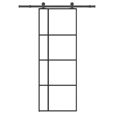 vidaXL Drsna vrata z opremo 76x205 cm ESG steklo in aluminij