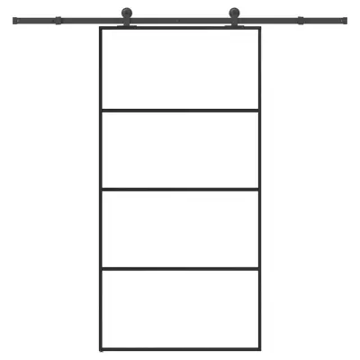 vidaXL Drsna vrata z opremo 102,5x205 cm ESG steklo in aluminij