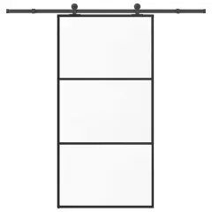 vidaXL Drsna vrata z opremo ESG steklo in aluminij 102x205 cm