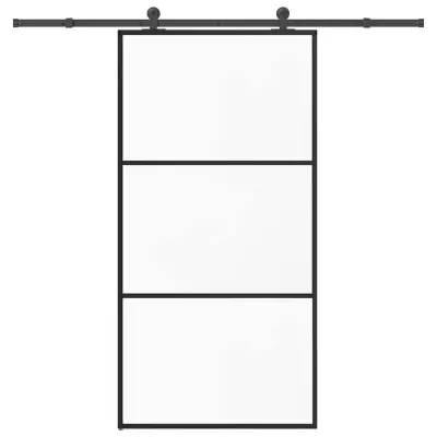vidaXL Drsna vrata z opremo ESG steklo in aluminij 102x205 cm