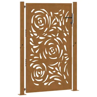 vidaXL Vrtna vrata 105x155 cm preperevanje jeklena ognjena oblika