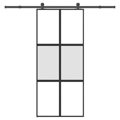 vidaXL Drsna vrata z opremo 90x205 cm kaljeno steklo in aluminij