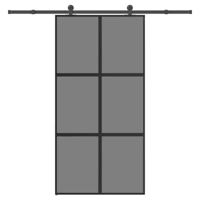 vidaXL Drsna vrata z opremo 102,5x205 cm kaljeno steklo in aluminij