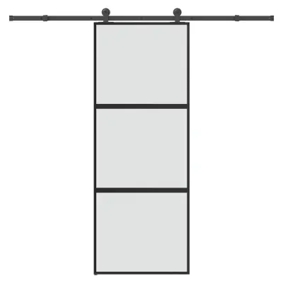 vidaXL Drsna vrata z opremo 76x205 cm kaljeno steklo in aluminij