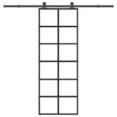 vidaXL Drsna vrata z opremo 76x205 cm ESG steklo in aluminij