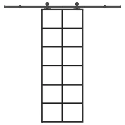 vidaXL Drsna vrata z opremo 76x205 cm ESG steklo in aluminij