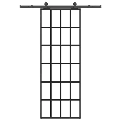 vidaXL Drsna vrata z opremo 76x205 cm ESG steklo in aluminij