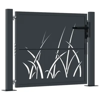 vidaXL Vrtna vrata antracitna 105x80 cm jeklena dizajn trave