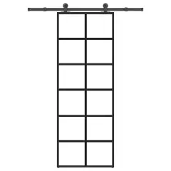vidaXL Drsna vrata z opremo 76x205 cm ESG steklo in aluminij