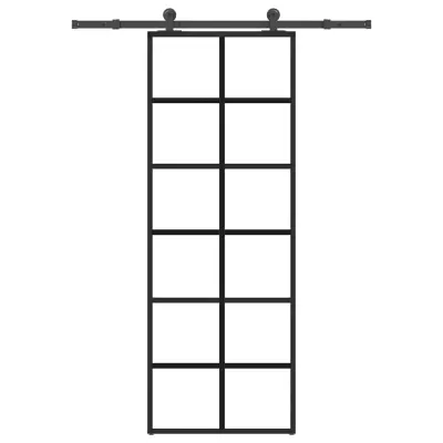 vidaXL Drsna vrata z opremo 76x205 cm ESG steklo in aluminij