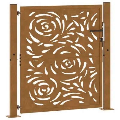 vidaXL Vrtna vrata 105x105 cm preperevanje jeklena ognjena oblika