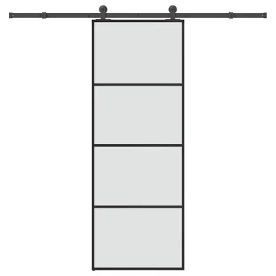 vidaXL Drsna vrata z opremo 76x205 cm ESG steklo in aluminij