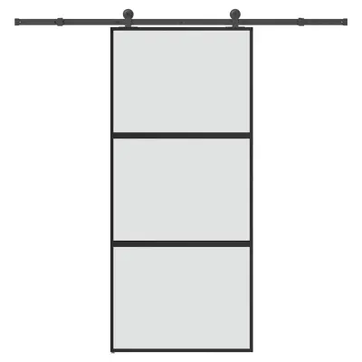 vidaXL Drsna vrata z opremo 90x205 cm kaljeno steklo in aluminij