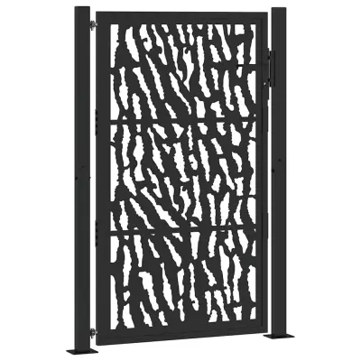 vidaXL Vrtna vrata črna 105x155 cm Oblikovanje jeklene sledi