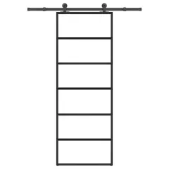 vidaXL Drsna vrata z opremo 76x205 cm ESG steklo in aluminij
