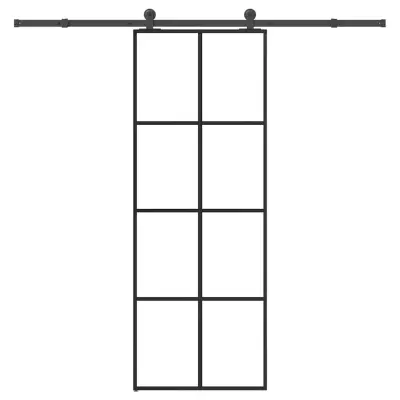 vidaXL Drsna vrata z opremo 76x205 cm ESG steklo in aluminij