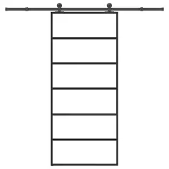 vidaXL Drsna vrata z opremo 90x205 cm ESG steklo in aluminij