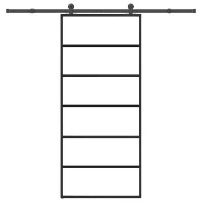 vidaXL Drsna vrata z opremo 90x205 cm ESG steklo in aluminij