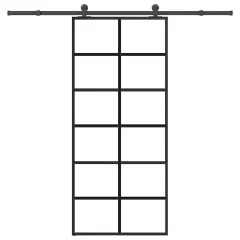 vidaXL Drsna vrata z opremo 90x205 cm ESG steklo in aluminij