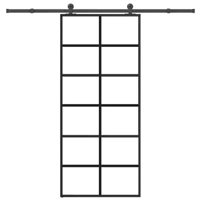 vidaXL Drsna vrata z opremo 90x205 cm ESG steklo in aluminij