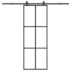 vidaXL Drsna vrata z opremo 76x205 cm ESG steklo in aluminij