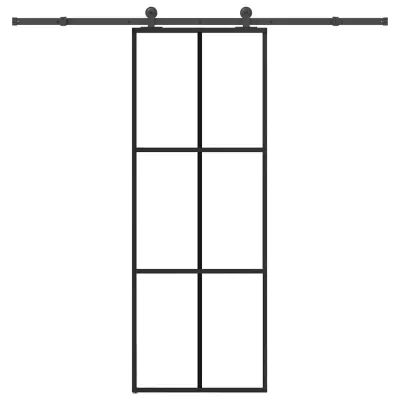 vidaXL Drsna vrata z opremo 76x205 cm ESG steklo in aluminij