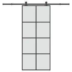 vidaXL Drsna vrata z opremo 90x205 cm ESG steklo in aluminij