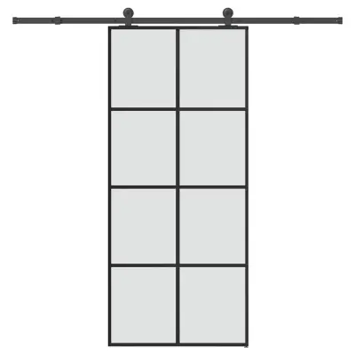 vidaXL Drsna vrata z opremo 90x205 cm ESG steklo in aluminij