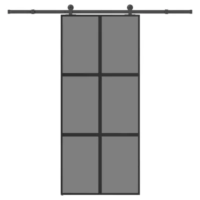 vidaXL Drsna vrata z opremo 90x205 cm kaljeno steklo in aluminij
