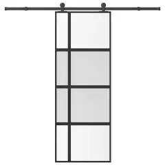 vidaXL Drsna vrata z opremo 76x205 cm kaljeno steklo in aluminij